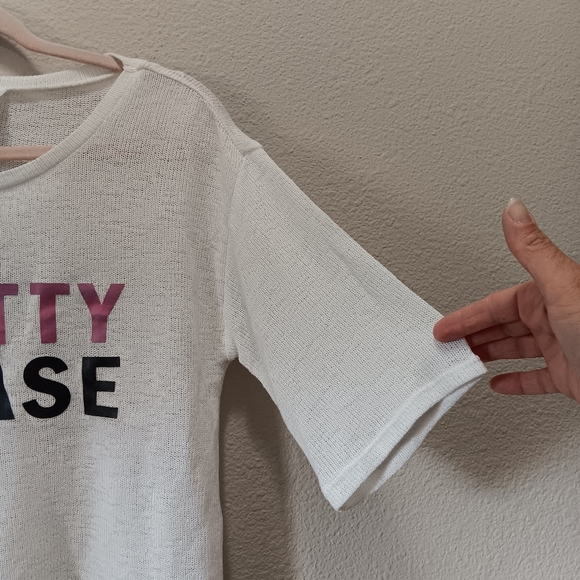 H&M Divided Crop Top Medium Loose Knit   Pretty Please White - Picture 8 of 11